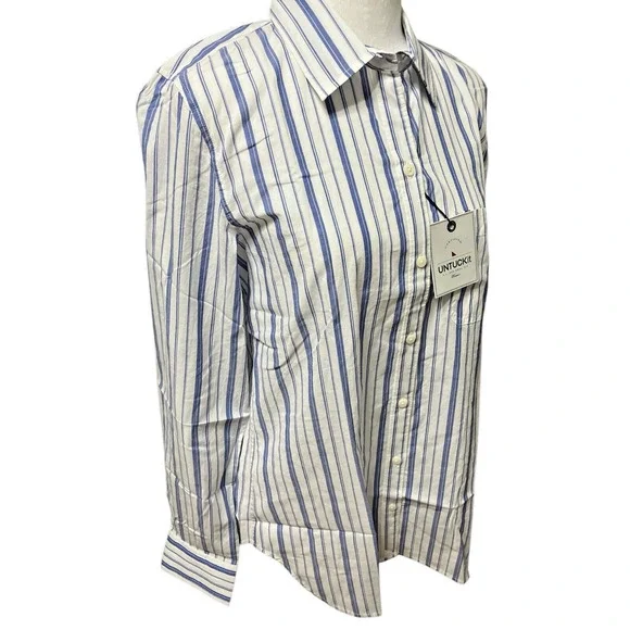 UNTUCKit Women's  Button Down Shirt Striped Cotton Sz 6 Academia Casual - Picture 2 of 7